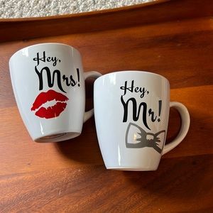 Mr and Mrs white mug set. New without tags, dishwasher safe